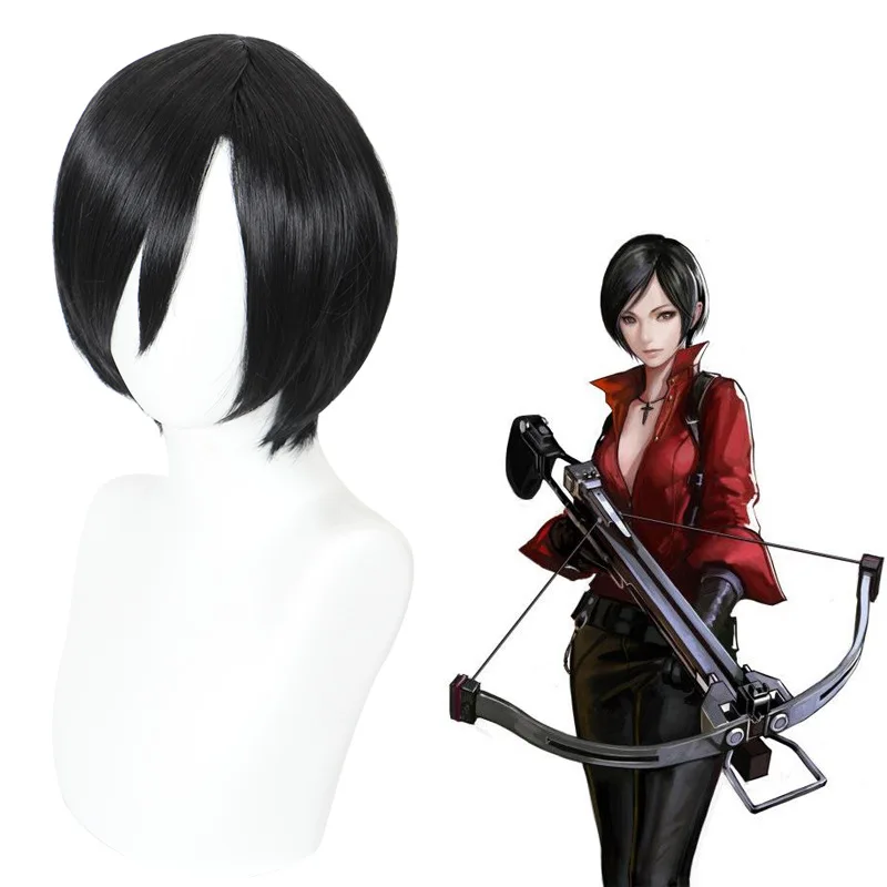 Xiu Dan, Resident Evil 8 Village Ada Wong Cosplay-Perücke, schwarzes kurzes, gesichtsbetontes Haar, 479C