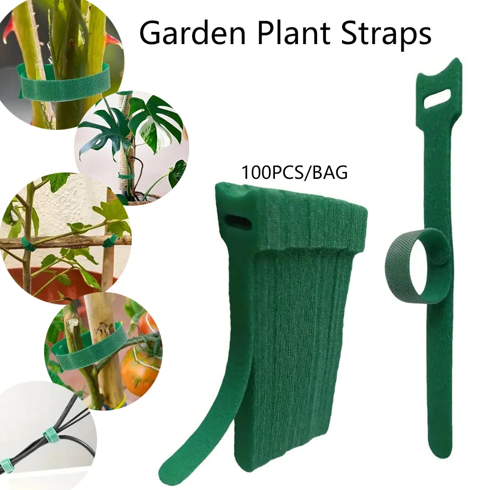 Reusable Flexible Plant Support Ties Green Nylon Straps for Indoor Outdoor Gardening Vines