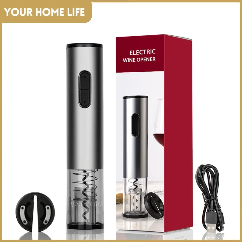 

Электрическая открывалка для вина Автоматическая электрическая открывалка для бутылок вина с резаком для фольги Перезаряжаемая открывалка из нержавеющей стали Home T