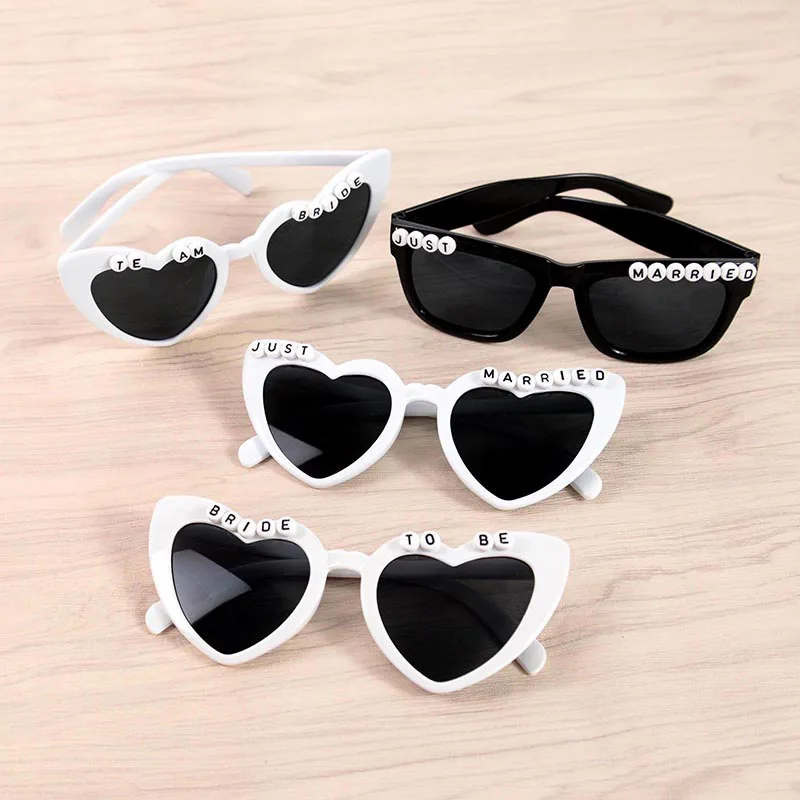 Wedding Just Married Sunglasses Bride Groom Bridal Shower Newlywed Couple Bachelorette Party Props Supplie Honeymoon Travel Gift