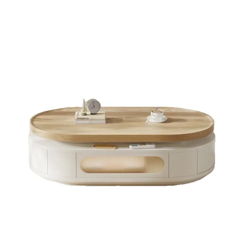 

Log wind cream wind small apartment coffee table TV cabinet combination living room household rock slab furniture oval