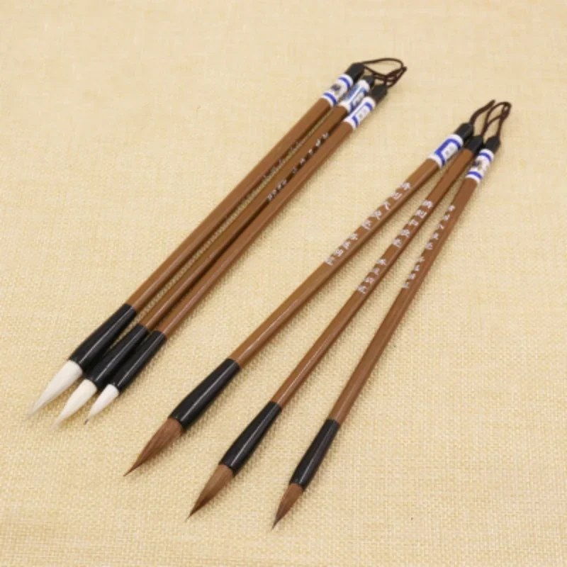 3Pcs Set Traditional Chinese Bamboo Writing Brush Dip Pen Calligraphy Practice Penholder Painting School Supplies Stationery