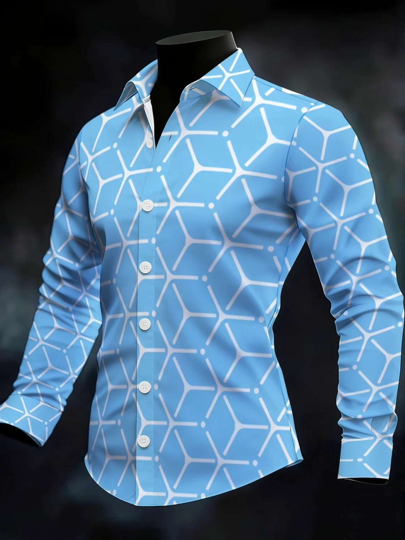 New Black Skeleton Mandala Floral Print Men's Long Sleeved Shirt With Dark Retro Style Slim Casual Shirt