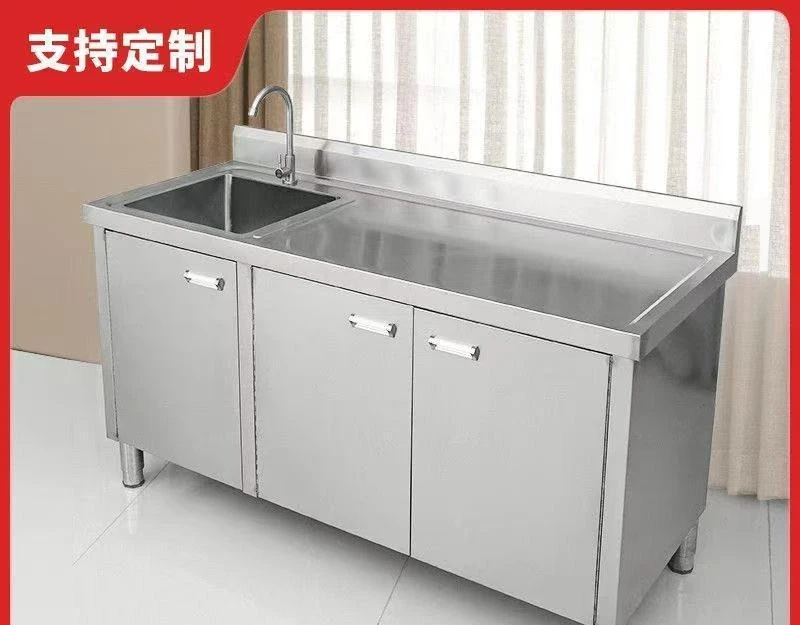 

304 stainless steel commercial sink thickened sink cabinet kitchen cabinet integrated vegetable washing basin factory