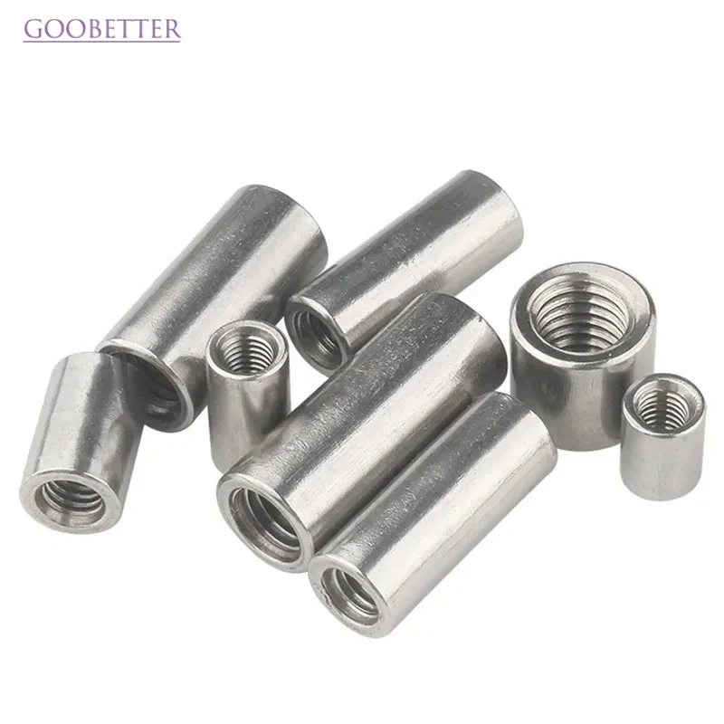 

M2-M20 304 Stainless Steel Thick Extended Hex Coupler Nut, Round Column Connector for Furniture & Machinery