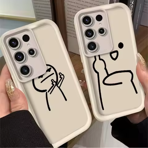 Cartoon Fun Stickman Soft Phone Case for Samsung Galaxy S24 S25 S23 Ultra S22 S21 Plus FE A36 A56 A26 A16 A06 A15 A25 A35 A55 5G