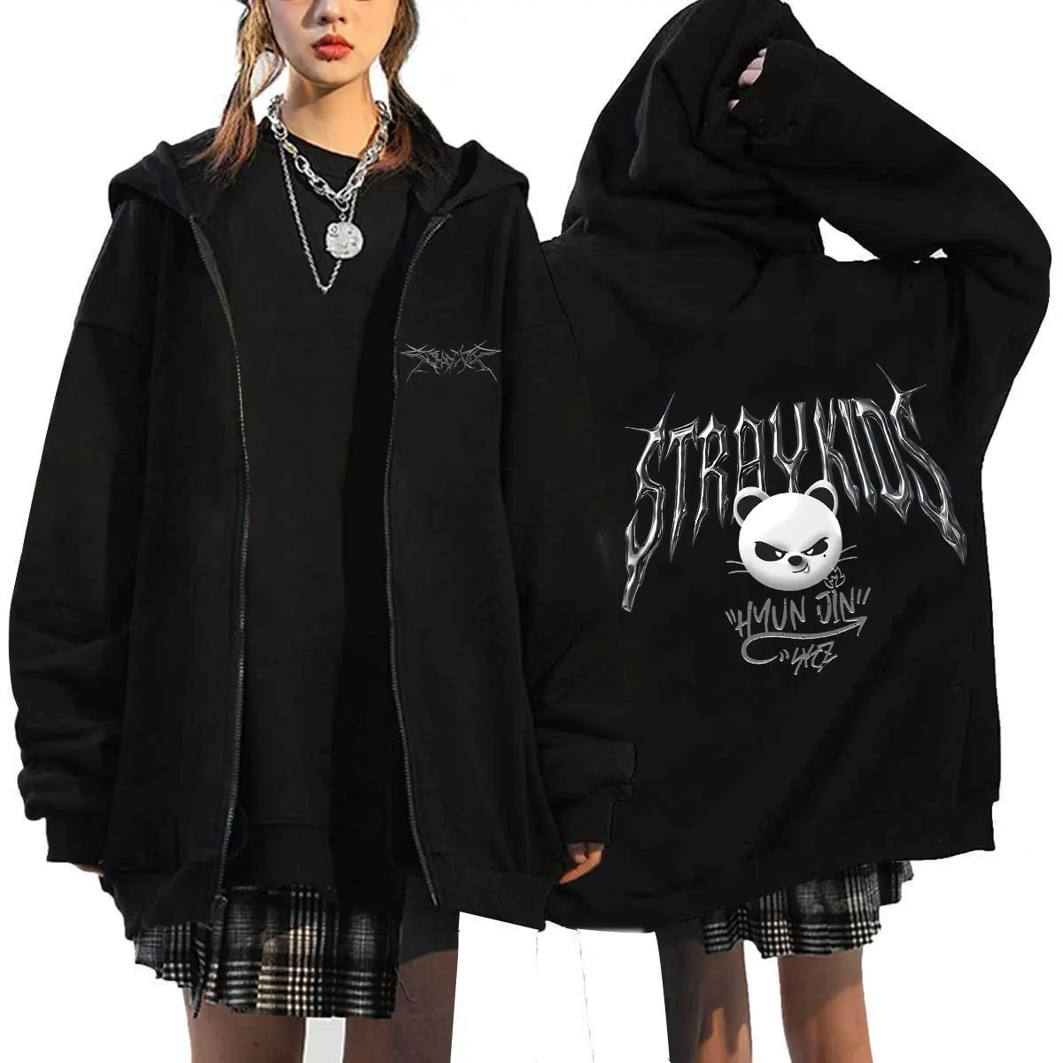 Bluza z kapturem na zamek błyskawiczny w stylu koreańskim DominATE World Tour, oversize, damska i męska, Harajuku, streetwear, hip hop, kurtka z kapturem na zamek.