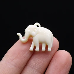 10PCS Wholesale Elephant Shape White Coral Powder Synthetic Small Pendants DIY Production Earrings Necklace Jewelry Gifts