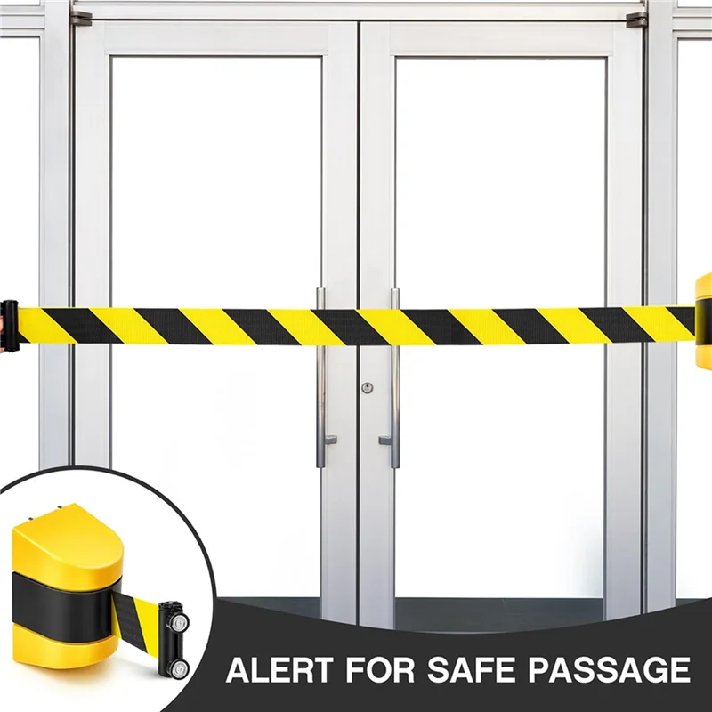 【PRECIO-¡DROP!】Barrera de pared retráctil magnética de 16,4 pies, soporte de pared magnético, Control de multitudes, cinturón de seguridad retráctil a rayas, 3 uds.