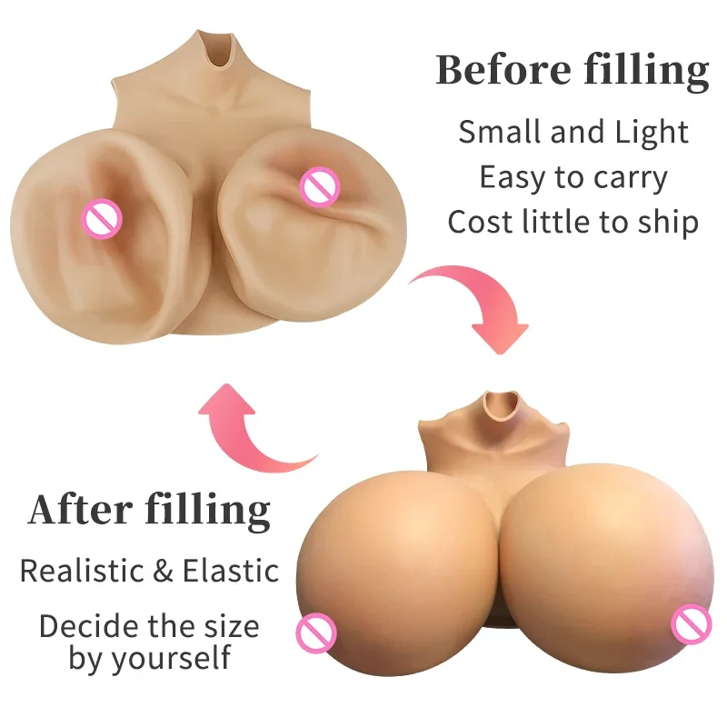 Inflatable Huge ZZ/ZZZ Cup Silicone Fake Boobs DIY Male To Female Breast Form Fill Air Water Cosplay Crossdressing Customized