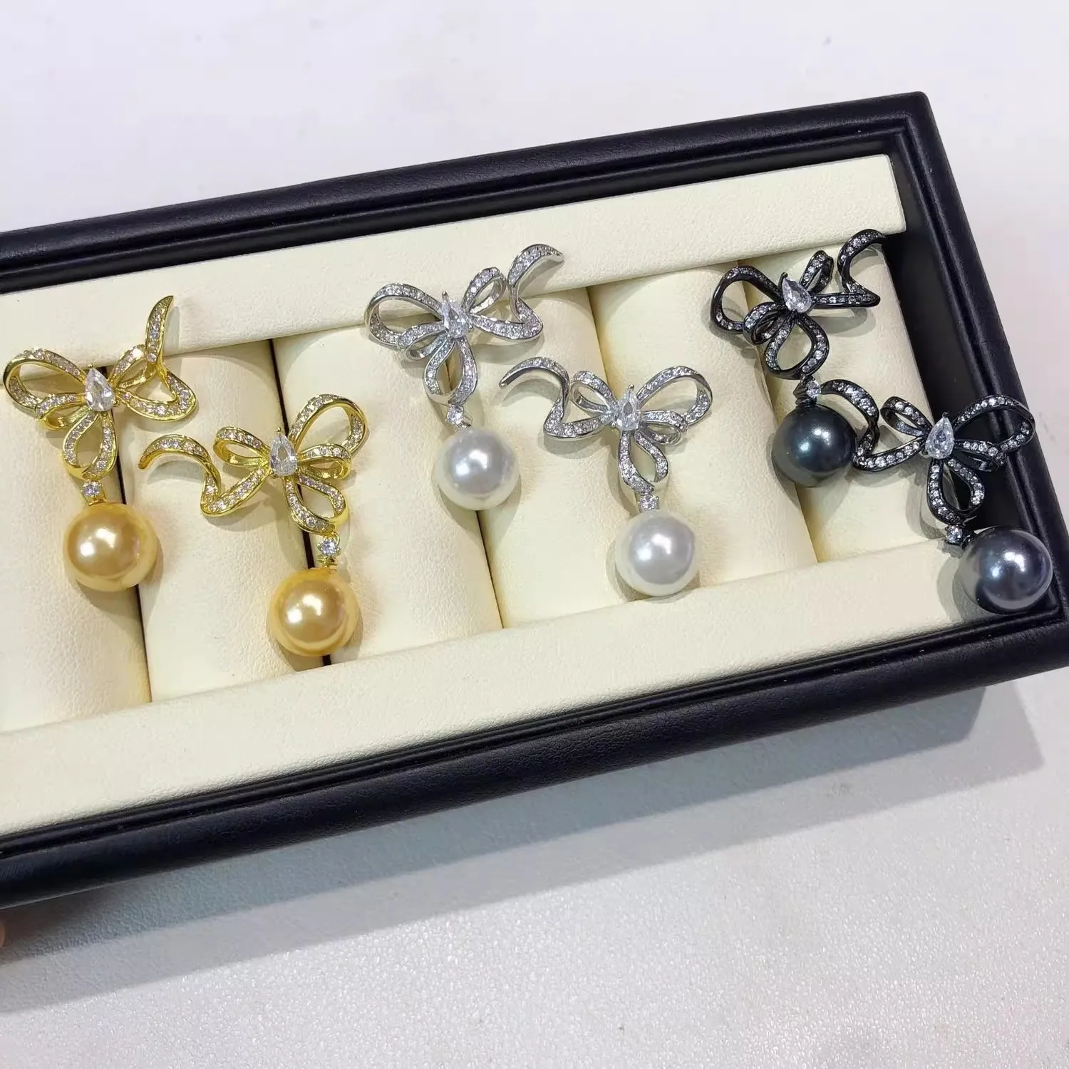 

MeiBaPJ 9 мм натуральный жемчуг модные серьги-капли с большим бантом из серебра 925 пробы изысканные свадебные украшения для женщин