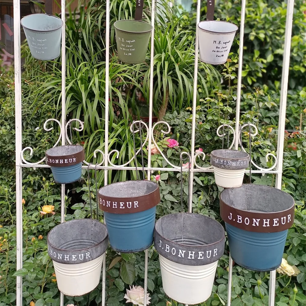 Garden iron hanging pots of villas retro old flanging hanging flowerpots gardening groceries