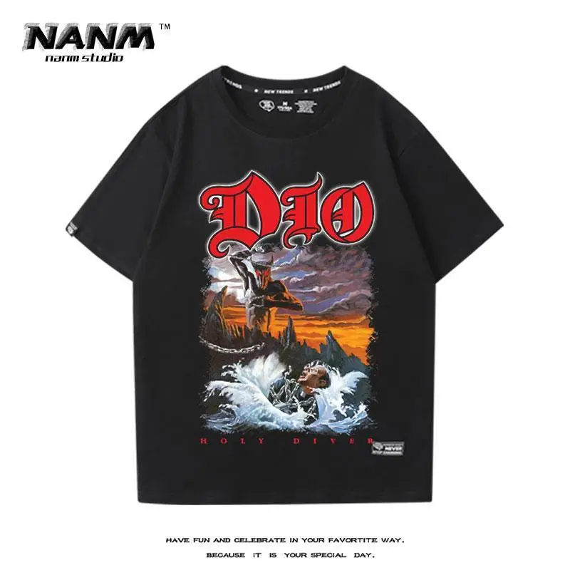 

DIO Band Surrounding New Short-sleeved T-shirts Boys and Girls Summer Metal Rock Europe and America Loose Cotton Printed Top