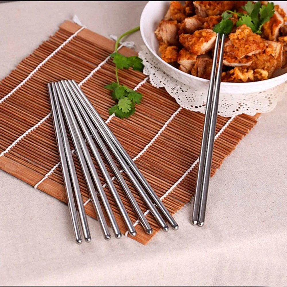 5 Pairs/Set Portable Stainless Steel Chopsticks Light Weight Healthy Food Sticks Tongs Tableware Learner Kitchen Accessories