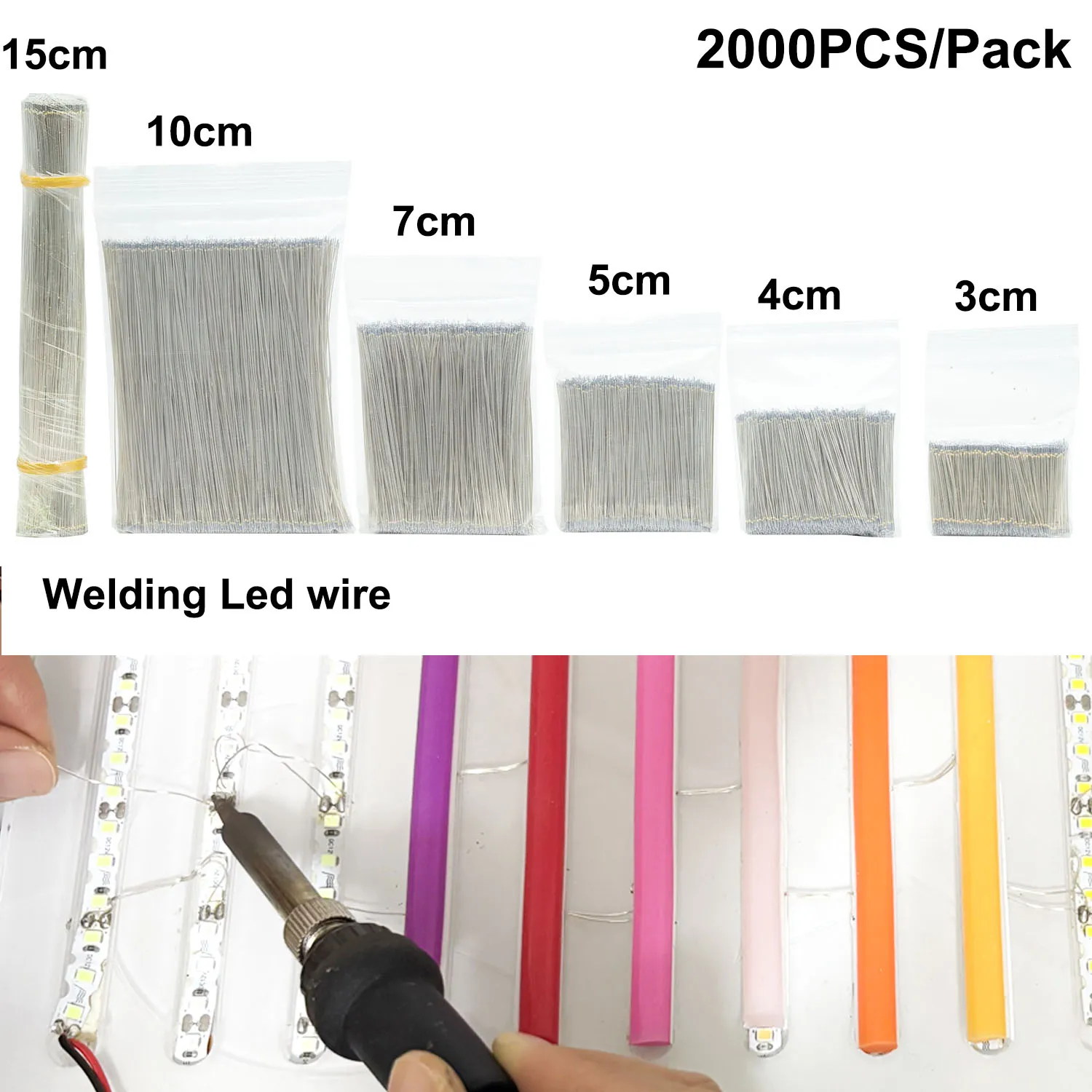 200PCS Neon Light Strip Welding Wire Silver Color Enameled wire Middle Connector For 12V24V Neon Lamp Soldering