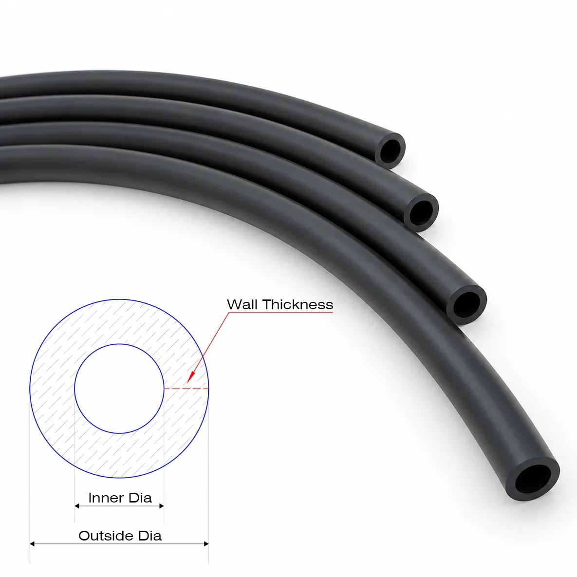 Black NBR Fuel Line Nitrile Rubber Hose ID 2 2.5 3 4 4.5 5 6 7 8 10 mm Diesel Petrol Water Tube Engine Pipe For Car/Motorcycle