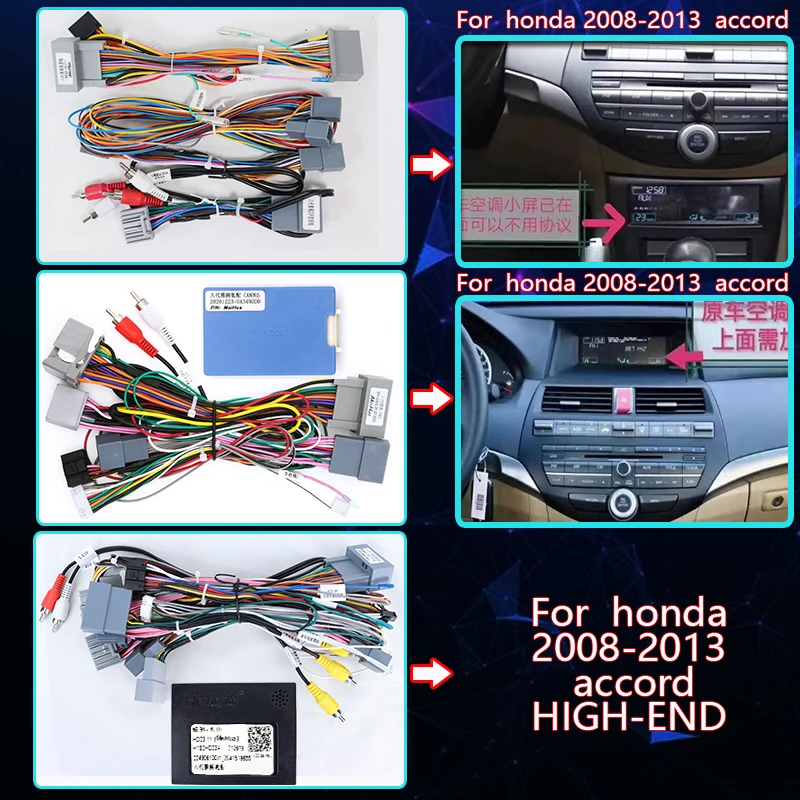 Car Stereo Radio Android  DVD cables Adapter FOR HONDA  ACCORD cables Harness canbus 16 Pin Male Plug To Female Connector Wiring