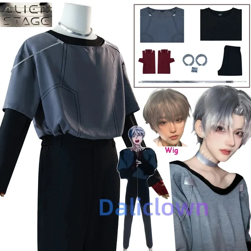 

Аниме Alien Stage Till Косплей Костюм Till Wig Серый Толстовка Футболка Брюки Униформа Женщины Мужчины Вечеринка Для Хэллоуина Костюм Для Ролевых Игр