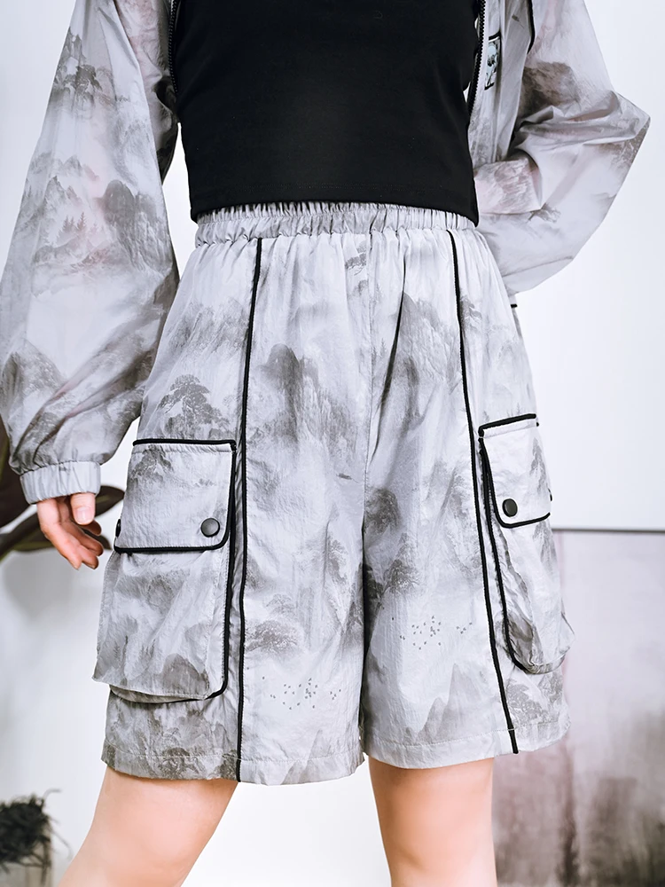 Sports Thin Sun-Proof Coat Women's Casual Overalls Pants Printing Suit Summer