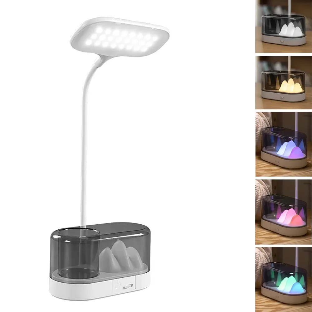 USB Powered LED Desk Lamp Pen Holder Folding Design Reading Light Touch Switching Plastic Material Eye Protection Light