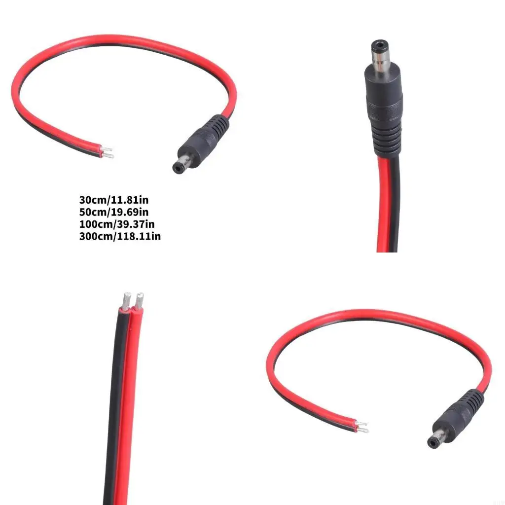 E1PF DC5521 Supply 5.5mmx2.1mm Male Power Pigtail Cable 14AWG Bare Wire Open End Wire