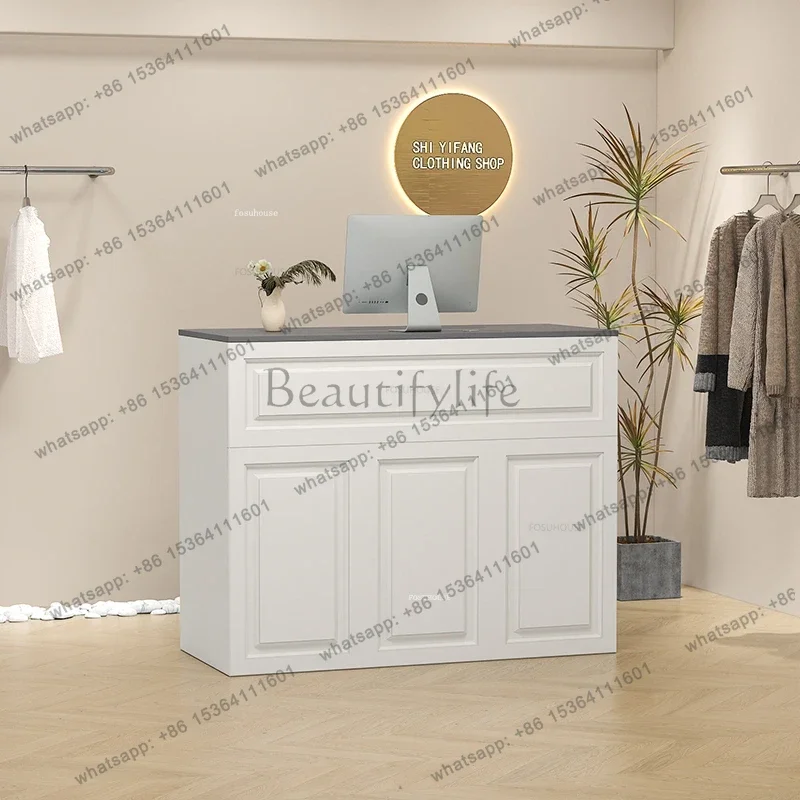 

Simple Modern Front Reception Desks Supermarket Small Cashier Bar Table Hotel Reception Desk Clothing Store Cashier Counter N B
