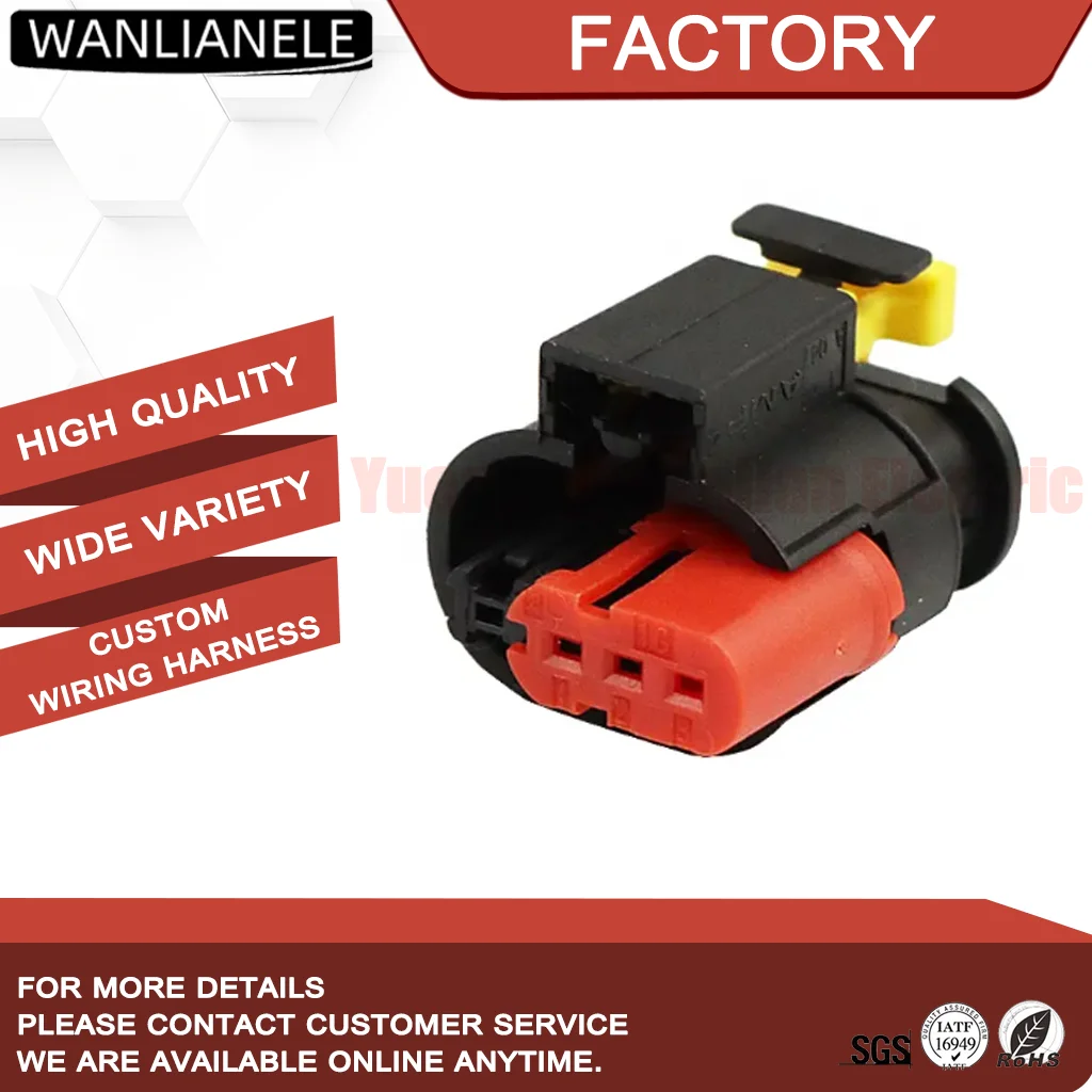 50 Sets 284426-1 284425-1 3 Pin Female Sealed Connector Housing AMP MCP SSC 4mm 11A Fit Ignition Coil Wire Harness Black