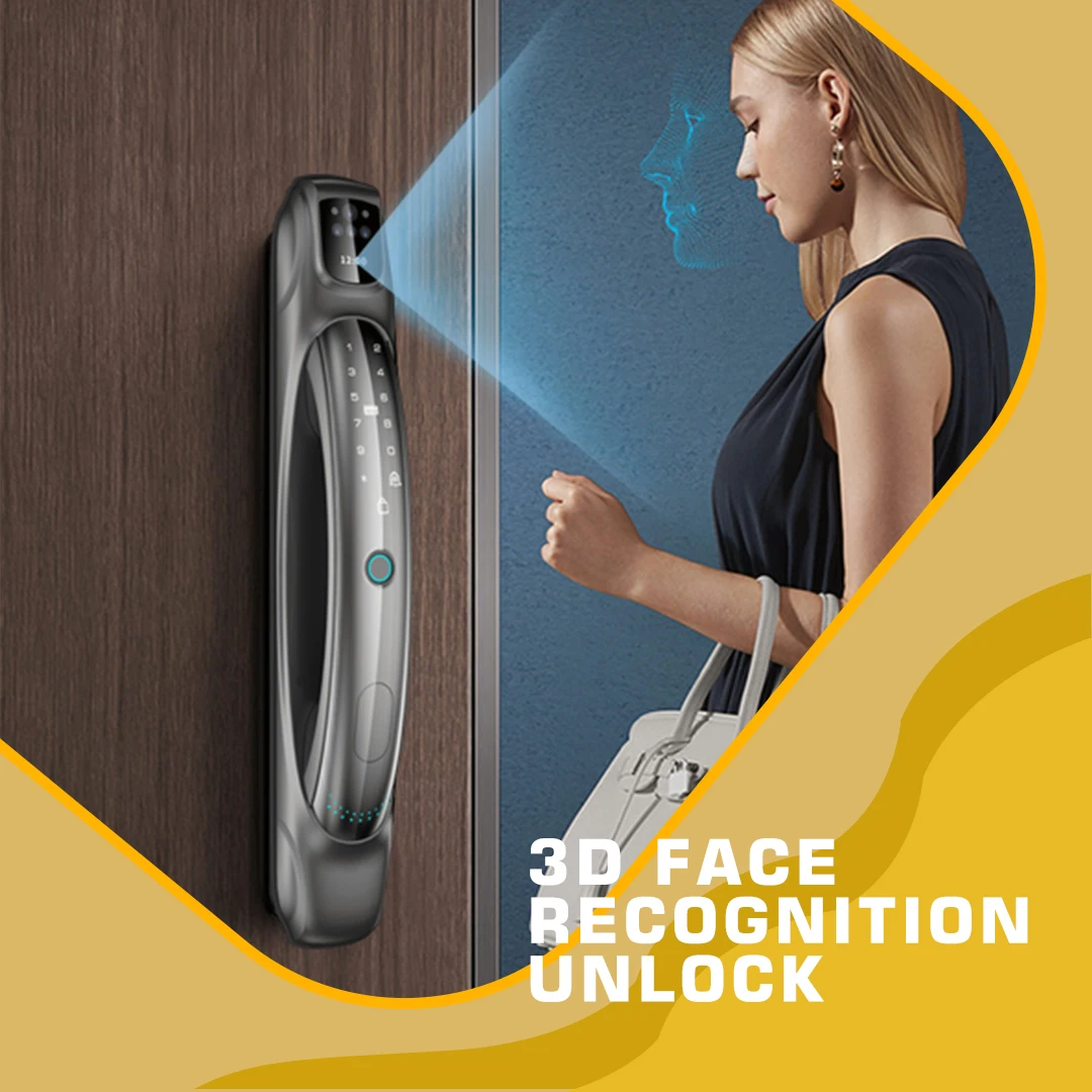 HJD Gate Security Intelligent 3D Face Recognition Combination Tuya Handle Digital Fingerprint Smart Door Locks