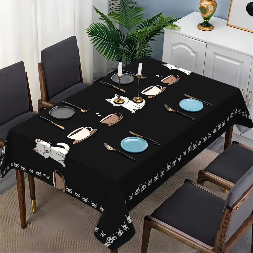 New simple-print rectangular tablecloth with edge-locking technique, decorative fabric for the coffee table in the living room