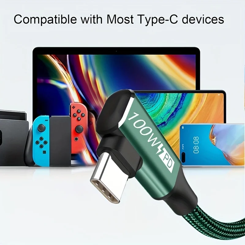 Type-C to Type-C Fast Charging Cable Compatible with iPhone 16, 15 Pro Max, Galaxy S24, S23, S22, S21, S20, S10, etc. Green