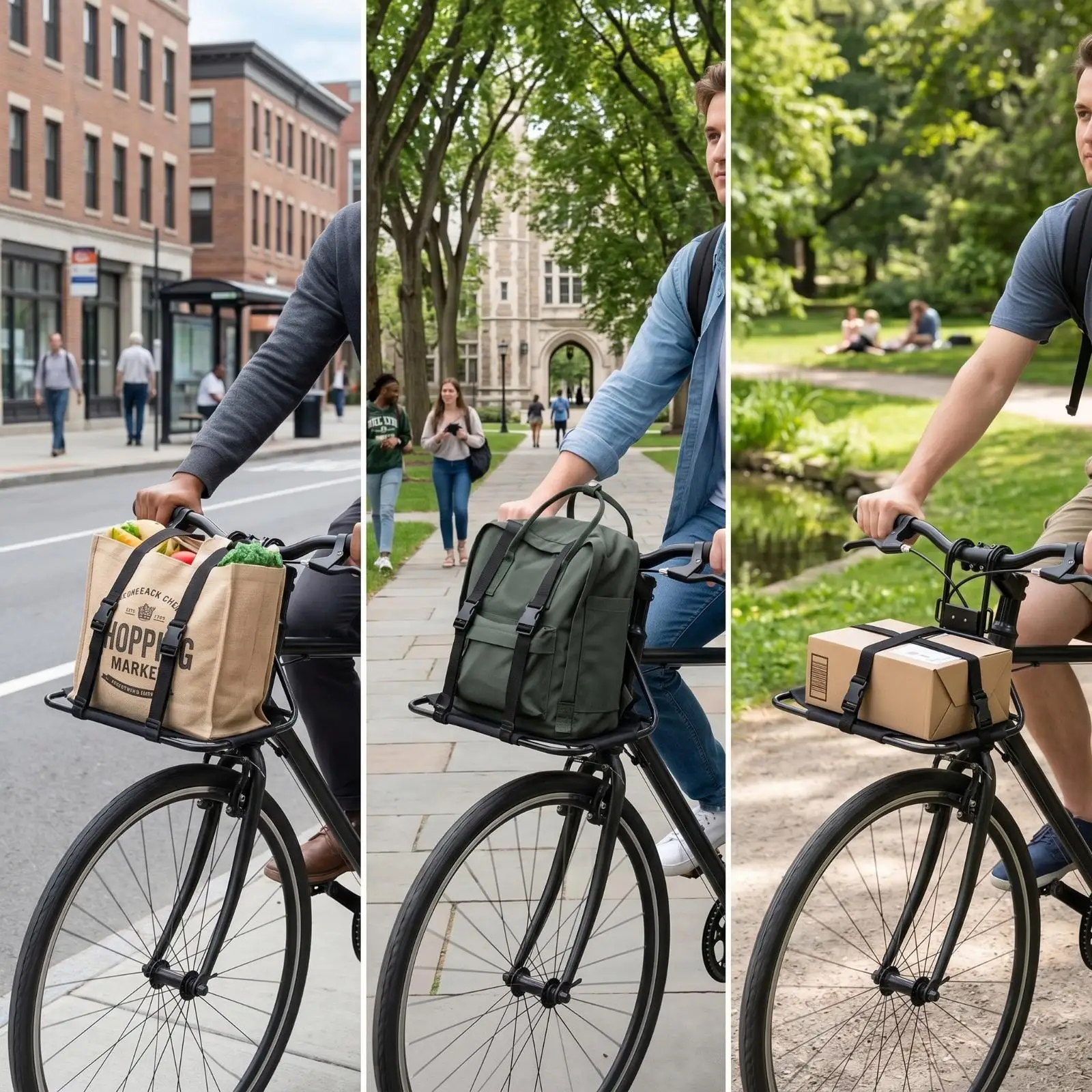 Cycle Cargo Rack with Straps Removable Bike Front Rack with Straps Detachable for Commuters, Cyclists, Commuting, Errands