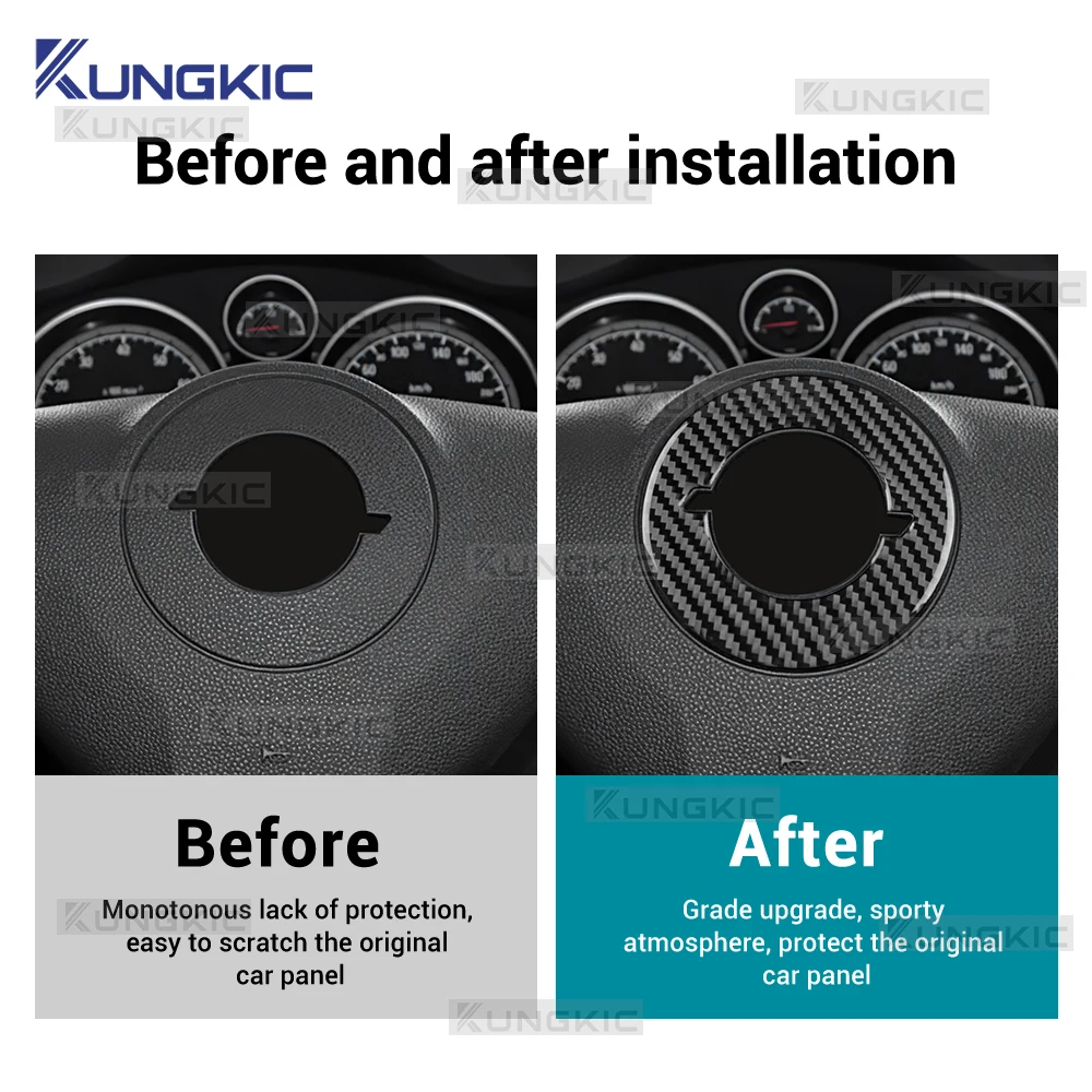 

For Opel Astra H MK5 2004 2005 2006 2007 2008 2009 2010 Zafira B Real Soft Carbon Fiber Car Steering Wheel Center Trim Sticker