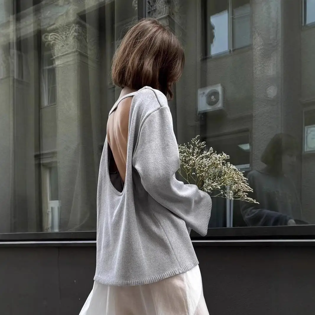 

Свободный вязаный свитер из чистого хлопка для женщин, удлиненный, утепленный, осенне-зимний, новый, повседневный, удобный