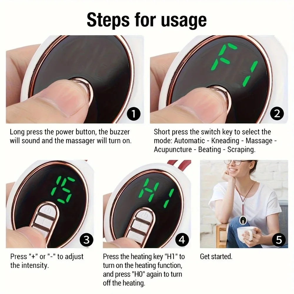 

Hot Compress Micro Current Neck Massager Ten Pulse Body Massage Hanging Massage Device Ergonomic Muscle Relaxation