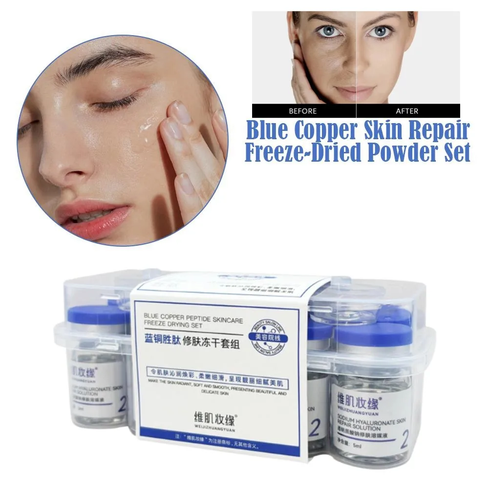 Blue Copper Peptide Lyophilized Powder Skin Care Set Smoothing Wrinkle GHK-Cu 99% Copper Peptide Freeze-Dried Powder Care Set