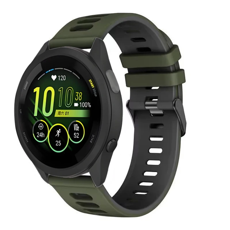 20 mm 22 mm zweifarbiges Silikonarmband für Garmin Forerunner 265 165 55 965 955 255 570 970 Armband Armband Garmin Venu 4/3 Gürtel – Detail 10