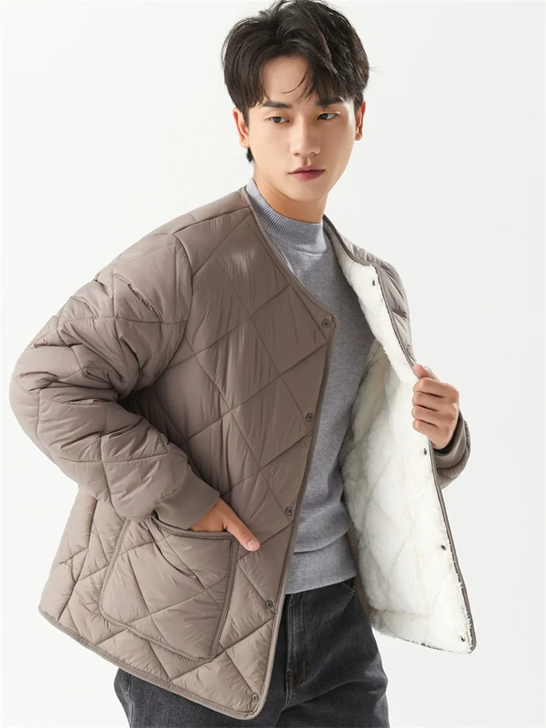 2023 Winter Men's Warm and Thickened Lamb Fleece Cotton Coat High quality Plus size Autunm Cashmere Plush Thick Down Jacket 4XL