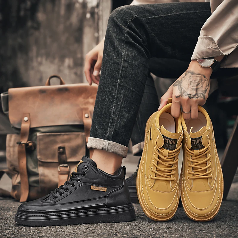 2025 Viral Men's Fashion Sneakers - Chunky Sole Hong Kong Style Height Boost Breathable Comfortable Daily Commute