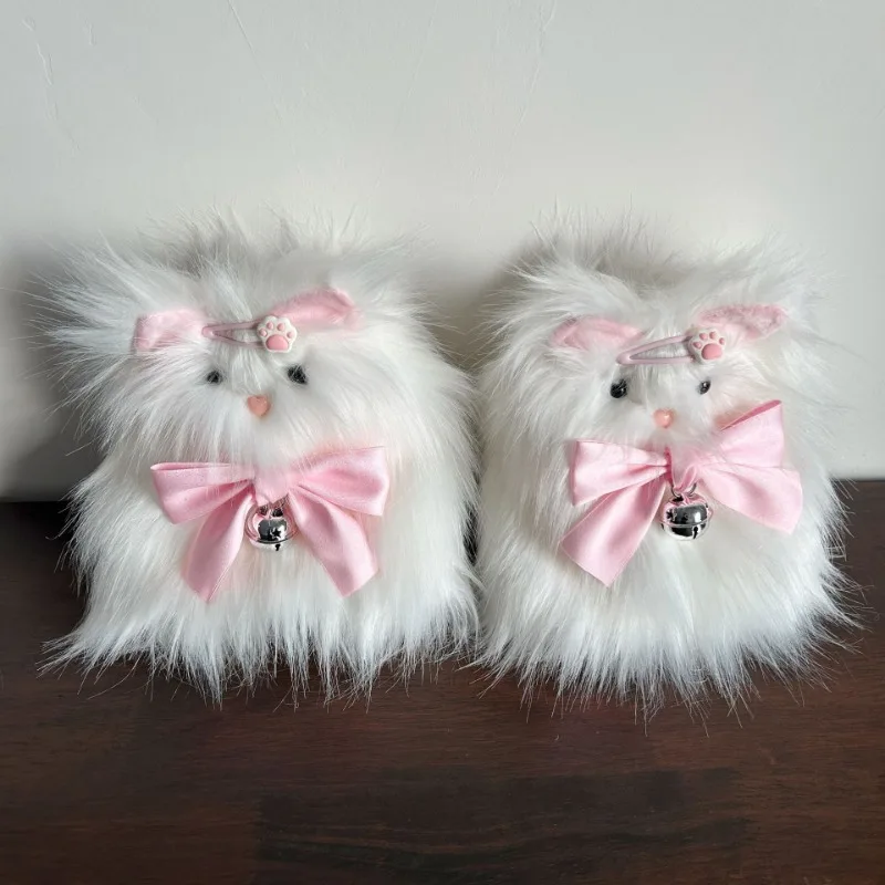 

Warm Fuzzy Leg Cover Cats Bowknot Thick Plush Leg Warmer for Cosplay Party