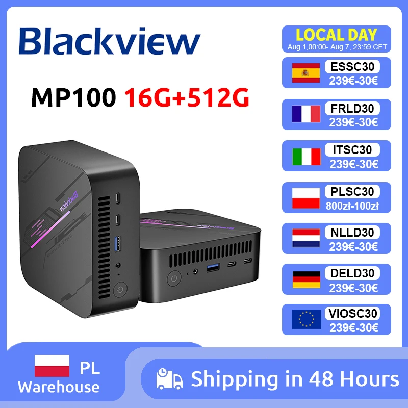 Blackview MP100 NUEVO Mini PC AMD 7430U Windows 11 6 Núcleos 12 Hilos 16GB + 512GB SSD WiFi 6 Mini Ordenador PC BT5.2