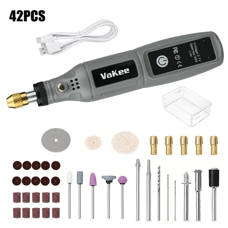 Vakee Mini-Rotationswerkzeug 16000 U/min Tragbarer Wiederaufladbarer Elektrischer Schleifstift 15CM Kabelloser Gravur- und Polierbohrer für Holz und Metall – Detail 4