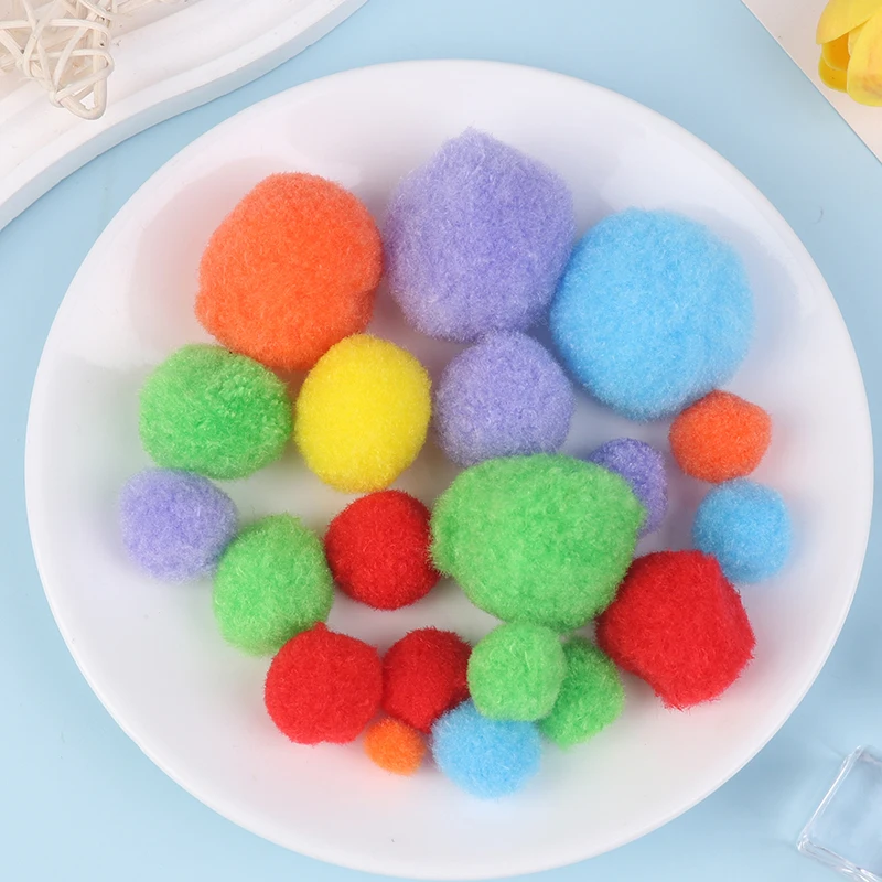 100 Pcs/lot Mixed Colors Pompom Fur Balls Colorful Soft Pompones DIY Handmade Crafts Decor Toy Glue On Cloth Accessories