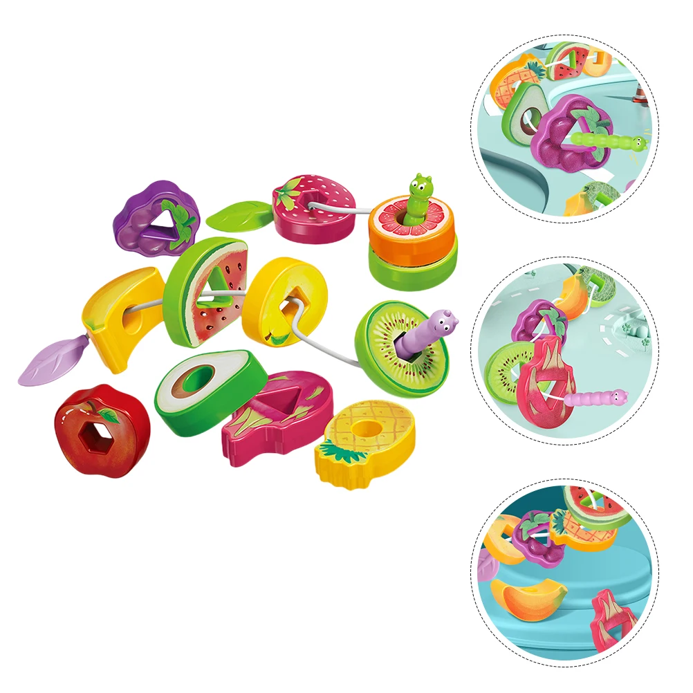 Fruit Chuckling Blocks Toys Threading String Music Lacing Abs Stringing Toddler Educational Beaded Fruits Blocks Toys Shape