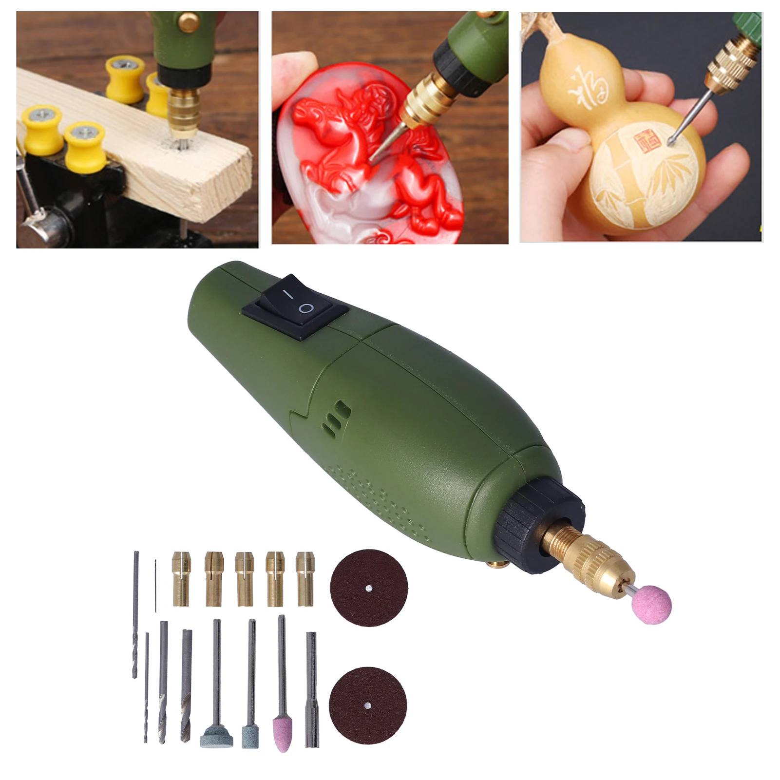 Electric Grinding Pen Manual Engraving Trimming Polishing Rotary Tool Kit 12000RPM AC100‑240V Mini Electric Grinder Set