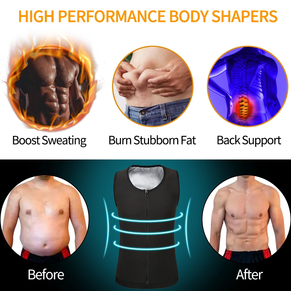 Men Body Shaper Waist Trainer Sauna Suit Sweat Shirts Compression Vest Workout Shapewear Tank Tops Exercise Slimming Undershirt