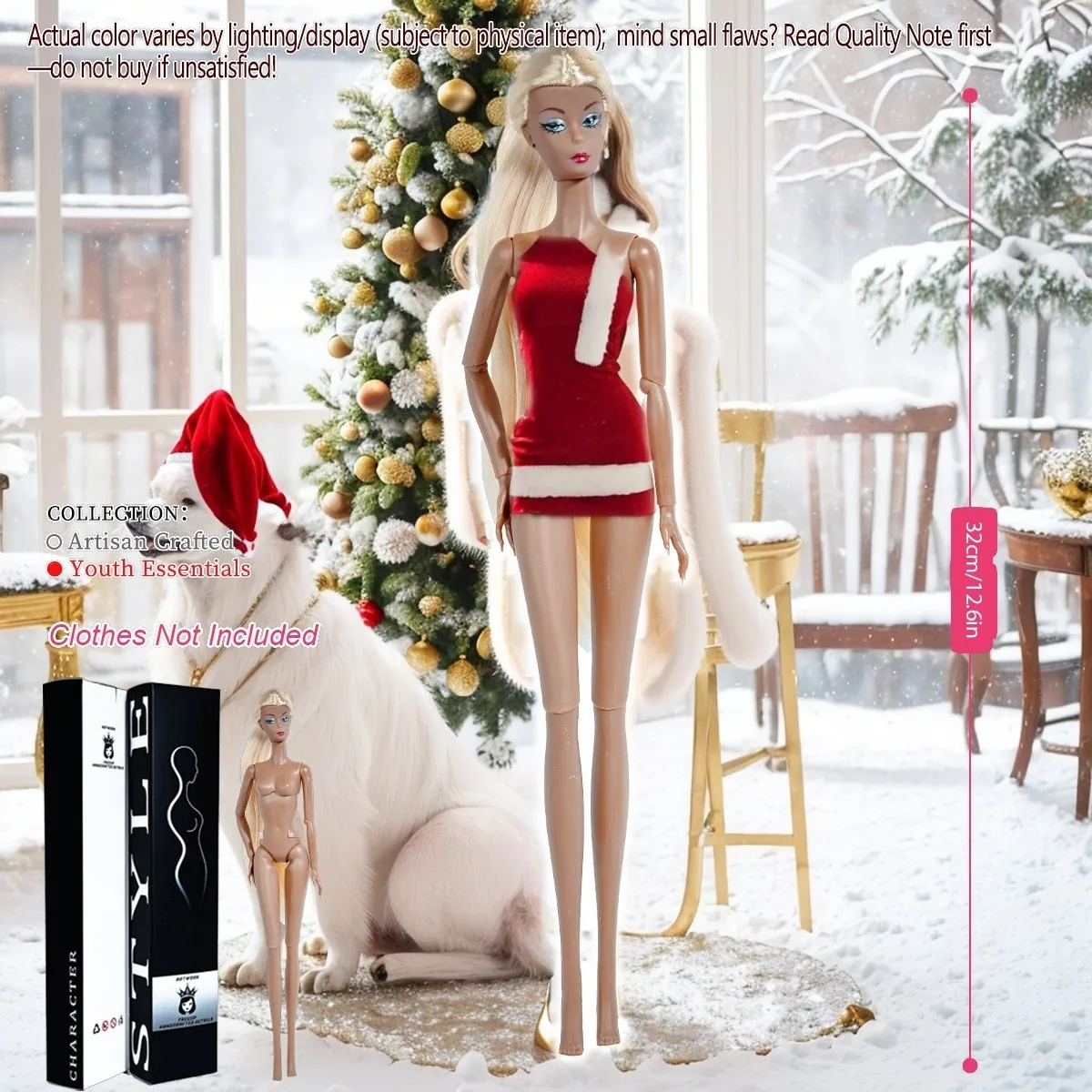 12関節プレミアムコレクタブルフィギュア、12.6インチBJDドール、変更可能なメイクアップクラフトギフト（衣類なし）