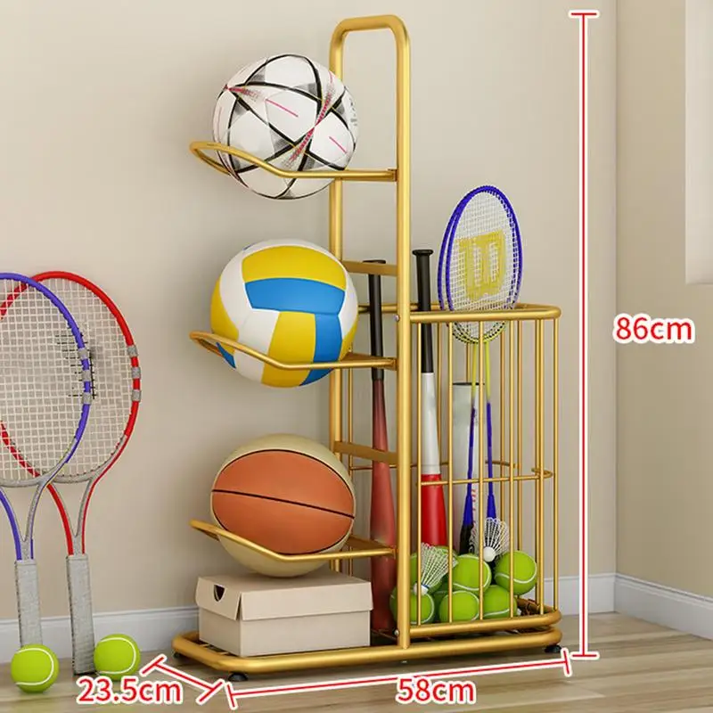 Basketball Storage Rack Vertical Ball Holder Storage Rack Multilayer Metal Sports Ball Storage Stand Garage Organizer For