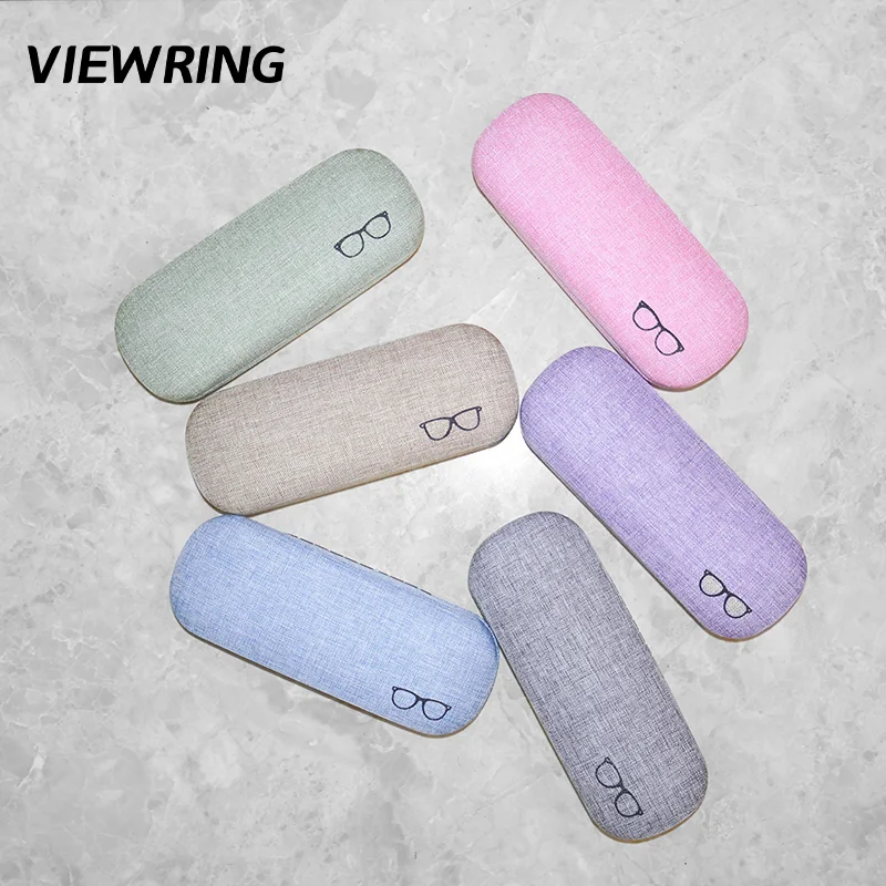 Viewring Linen Solid Color Glasses Case Hard Shell Anti Pres