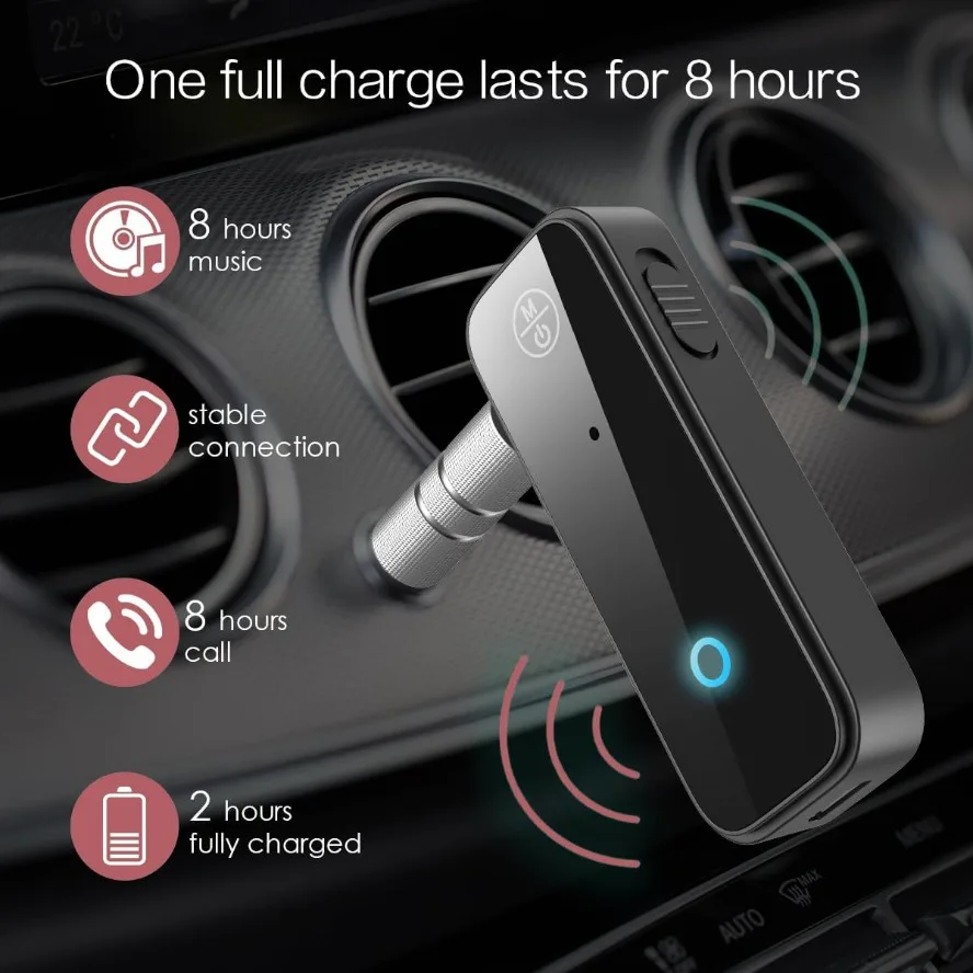 Immagine 3: Ricevitore e Trasmettitore Bluetooth 5.0 Wireless, Adattatore AUX per Auto, Amplificatore Audio Stereo per TV e Auto