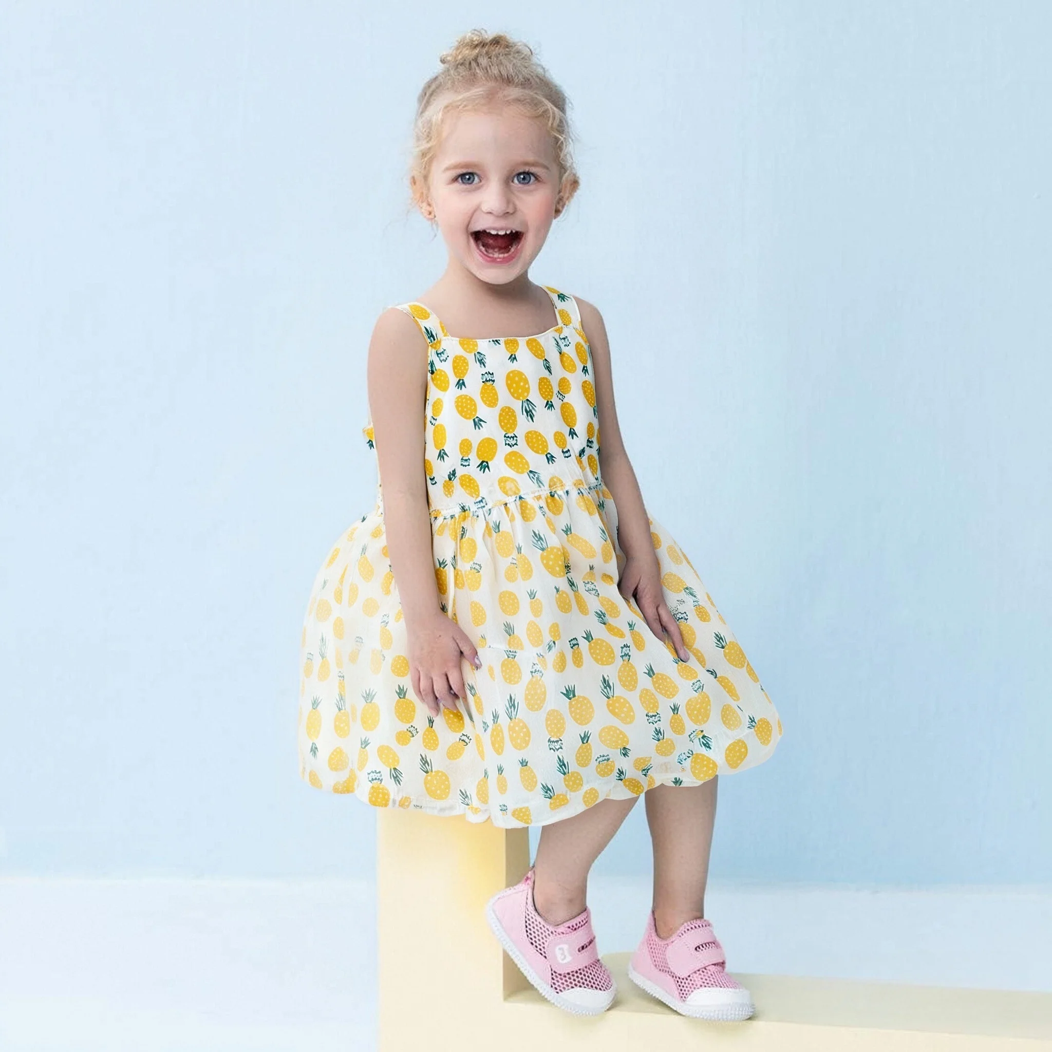

Baby Girl Clothes Summer Butterfly Wings Halter Spot Pattern Cute Baby Girl Dress Casual Beach Girl Kid's Dress